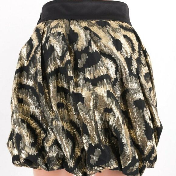 Zara Womens Metallic Gold Black Bubble Mini Skirt - Picture 4 of 8